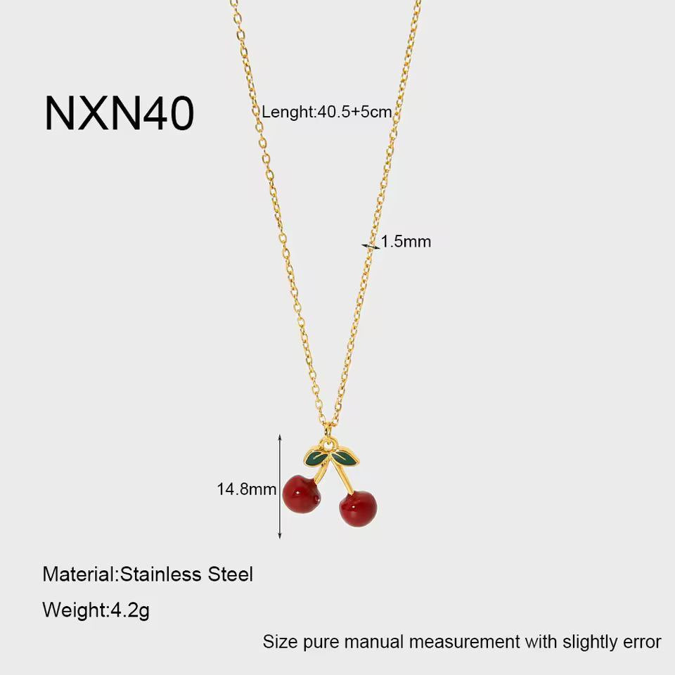 🍒 Cherry Elegance Jewelry Set – Pendant &amp; Earrings