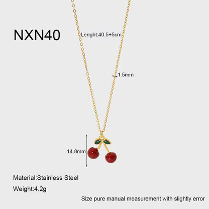 🍒 Cherry Elegance Jewelry Set – Pendant &amp; Earrings