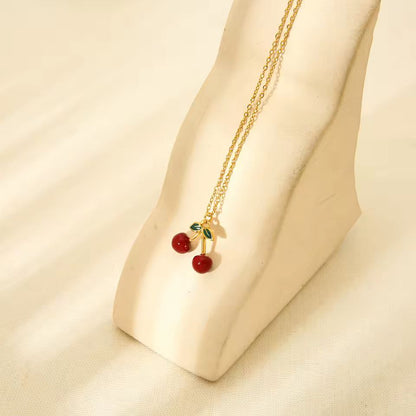 🍒 Cherry Elegance Jewelry Set – Pendant &amp; Earrings