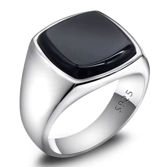 Bold Black Onyx 925 Sterling Silver Ring