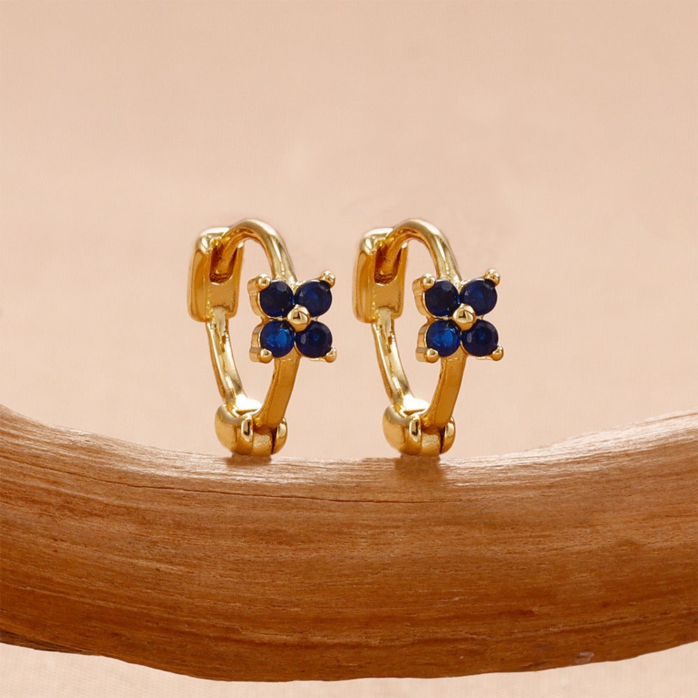 Delightfully Dainty Gold Star & Pink CZ Flower Huggie Hoops – Perfect Hypoallergenic Gift