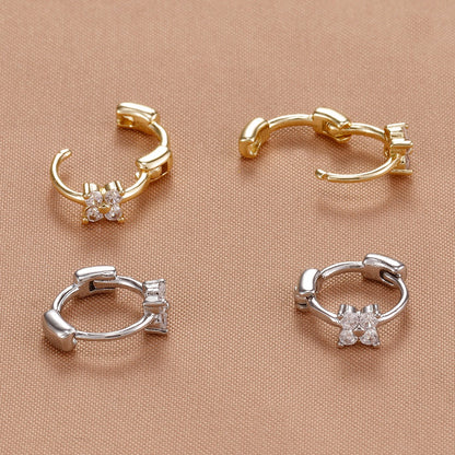 Delightfully Dainty Gold Star & Pink CZ Flower Huggie Hoops – Perfect Hypoallergenic Gift