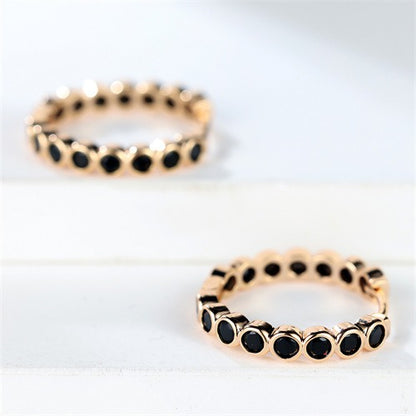 Luxury Round Hoop Earrings – Gold Charm with Sparkling Zircon Stones