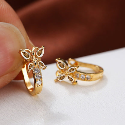 ✨ Vintage Rainbow Butterfly Crystal Hoop Earrings – Elegant Gold Bridal Jewelry for Women