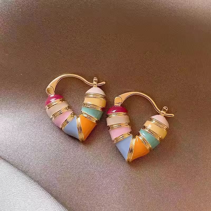 Trendy Red Drip Heart Hoop Earrings – Korean Love-Inspired Dangle Jewelry for Women & Girls