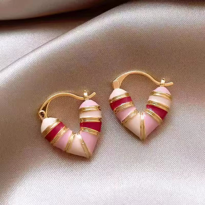 Trendy Red Drip Heart Hoop Earrings – Korean Love-Inspired Dangle Jewelry for Women & Girls