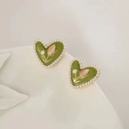 Trendy Red Drip Heart Hoop Earrings – Korean Love-Inspired Dangle Jewelry for Women & Girls