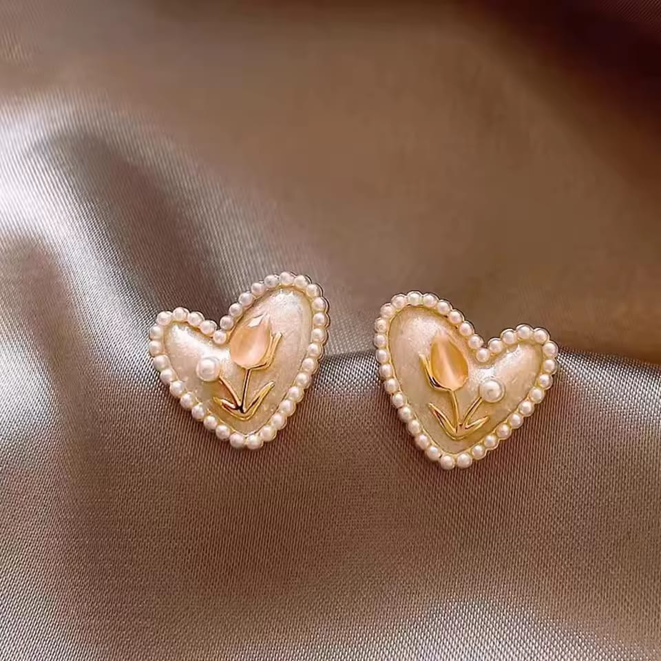 Trendy Red Drip Heart Hoop Earrings – Korean Love-Inspired Dangle Jewelry for Women & Girls