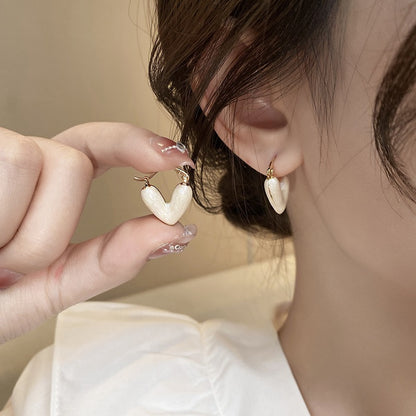 Trendy Red Drip Heart Hoop Earrings – Korean Love-Inspired Dangle Jewelry for Women & Girls