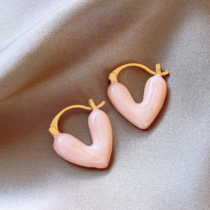 Trendy Red Drip Heart Hoop Earrings – Korean Love-Inspired Dangle Jewelry for Women & Girls