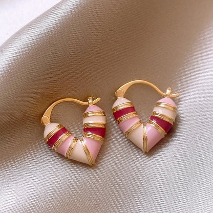 Trendy Red Drip Heart Hoop Earrings – Korean Love-Inspired Dangle Jewelry for Women & Girls
