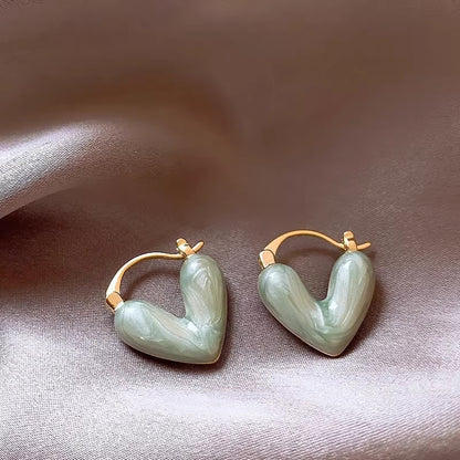 Trendy Red Drip Heart Hoop Earrings – Korean Love-Inspired Dangle Jewelry for Women & Girls