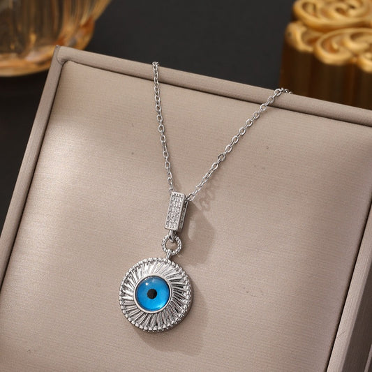 Round Evil Eye Silver Pendant