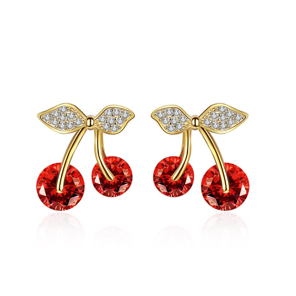 🍒 Cherry Elegance Jewelry Set – Pendant &amp; Earrings