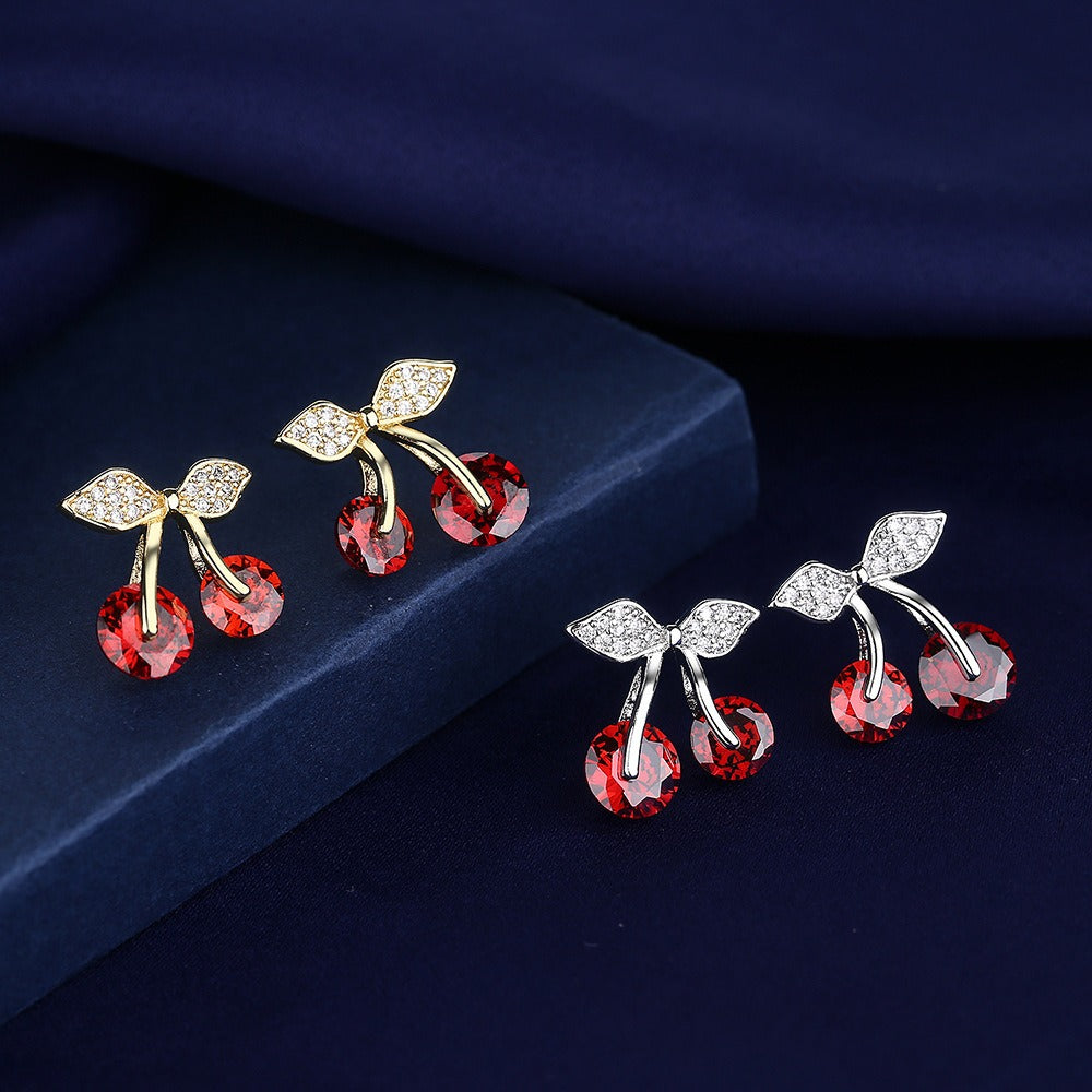 🍒 Cherry Elegance Jewelry Set – Pendant &amp; Earrings