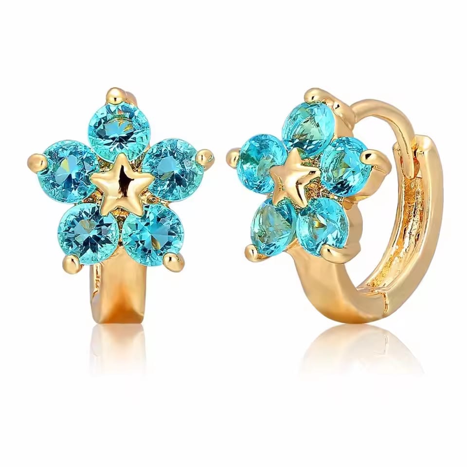 Delightfully Dainty Gold Star & Pink CZ Flower Huggie Hoops – Perfect Hypoallergenic Gift